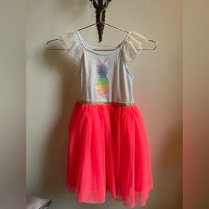 Cat & Jack pineapple pink and white dress, size 5T.